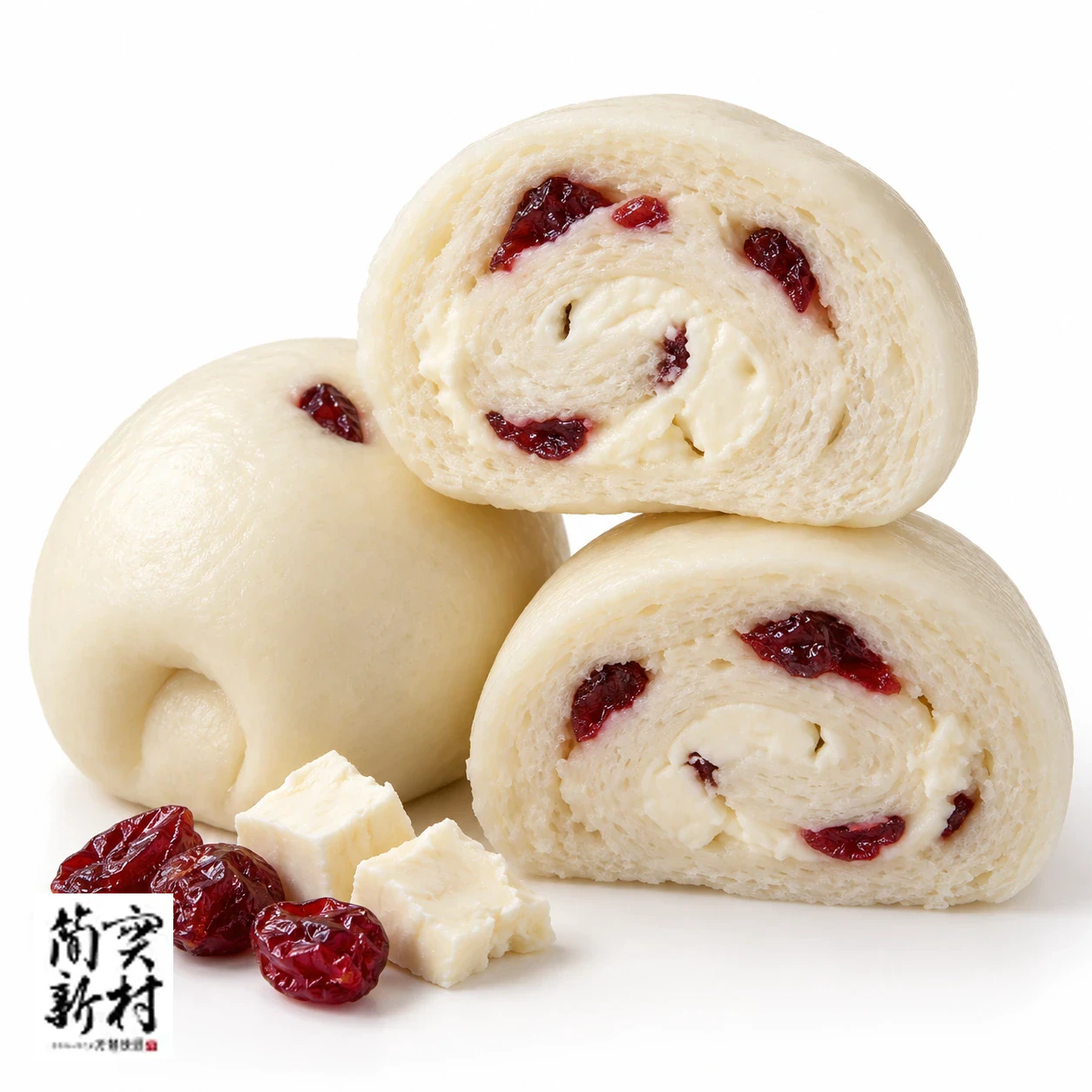 簡實新村 牛奶奶酪蔓越莓 Cranberry & Cream Cheese-Filled Milk Mantou